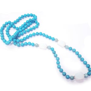 Long Composed Turquoise and Moonstone Endless Necklace