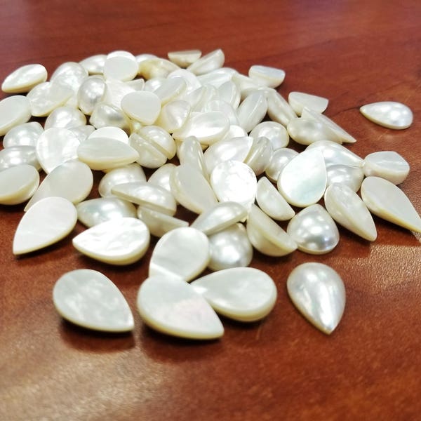 Teardrop Shape AA-Grade 13x20mm Perles de lustre blanc perlé, Mabe Pearl (Loose) - Grande qualité!!!!