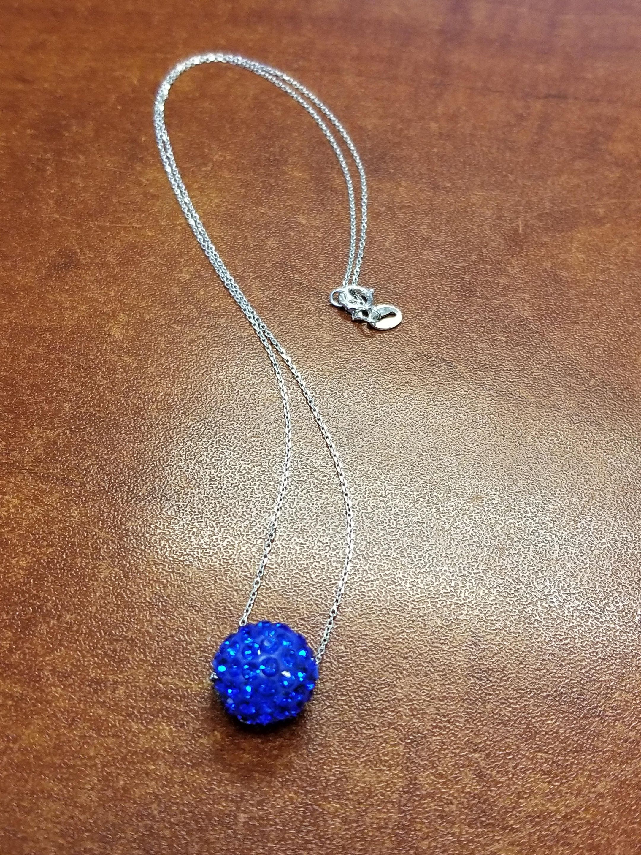 12mm Pave Crystal Disco Ball Bead Necklace Pendant on a .925 Etsy