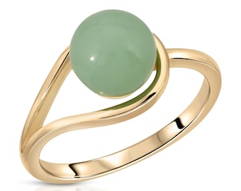 8mm verde real jade anillo de cuentas plata de ley .925