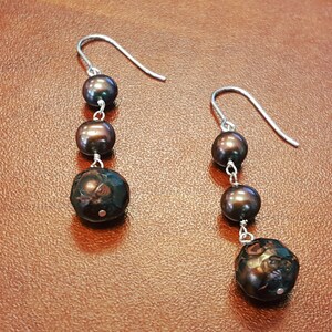 Genuine Pearl Dangle Earrings in Sterling Silver