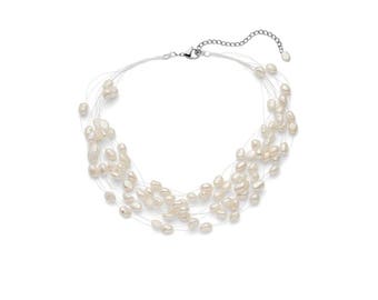 Strand Baroque White Freshwater Cultured Pearl Necklace