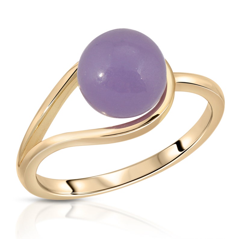 8mm Lavender Real Jade Bead Ring Sterling Silver .925