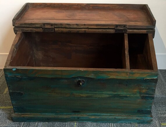 Child School Desk Antique Vintage Box Storage Wooden Etsy