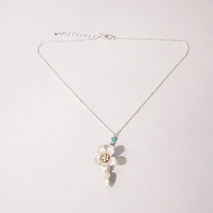 Fine Silver Flower Pendant on a Silver Plated Chain