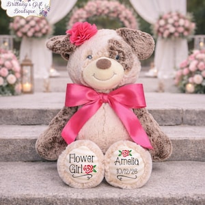 Flower Girl Puppy Stuffed Animal, Flower Girl Proposal, Will You Be My Flower Girl Personalized Gift, Flower Girl Wedding Party Custom