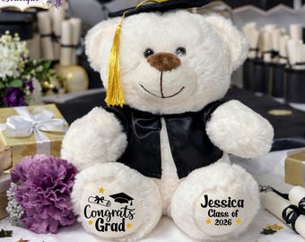 Personalized Graduation Gift, Bear Grad Plush, Affordable Custom Graduation Present, Class of 2026, Highschool Grad, College Grad, Preschool