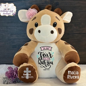 Baptism Stuffed Animal, Dedication Gift, Confirmation Gift, Religious Gift, Giraffe, Giraffe Plush, Personalized Plush, Safari