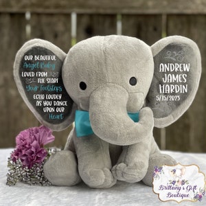 Miscarriage gift, Infant Loss Gift, Personalized stuffed animal, Memorial Gift, Stillborn Gift, Family Loss Gift, Our Angel Baby Sky Blue
