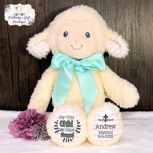 Personalized Lamb Baptism Gift: Stuffed Animal Keepsake