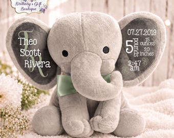 Baby Boy Gift, Newborn Keepsake, Birth Announcement, Personalized Stuffed Animal, Baby Girl Gift, Birth Gift, New Parents Gift, Baby Shower