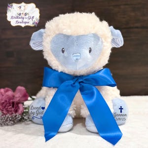Baptism gift, Lamb of God, Lamb baptism keepsake, boy keepsake, stuffed animal, personalized stuffed lamb, baby gift, dedication gift