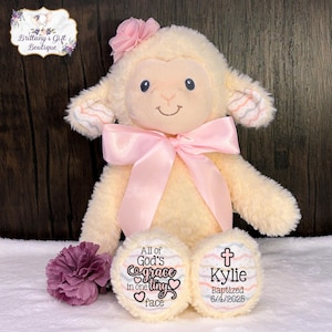 Personalized Lamb Baptism Gift: Stuffed Animal Keepsake
