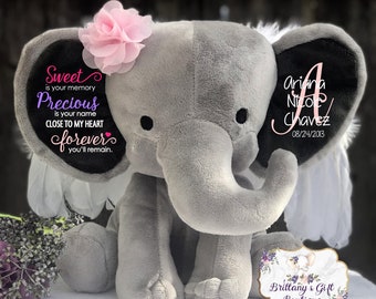 Angel Elephant, Memorial Stuffed Animal, Infant Loss Gift, Miscarriage Gift, Rainbow Baby Gift, In Remembrance Gift, Precious Angel, Angel