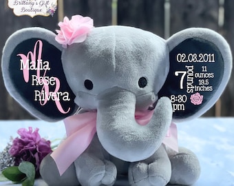 Baby Girl Gift, Newborn Keepsake, Birth Announcement, Personalized Stuffed Animal, Baby Boy Gift, Birth Gift, New Parents Gift, Baby Shower