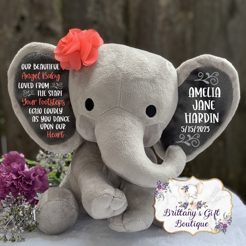 Miscarriage gift, Infant Loss Gift, Personalized stuffed animal, Memorial Gift, Stillborn Gift, Family Loss Gift, Our Angel Baby Coral