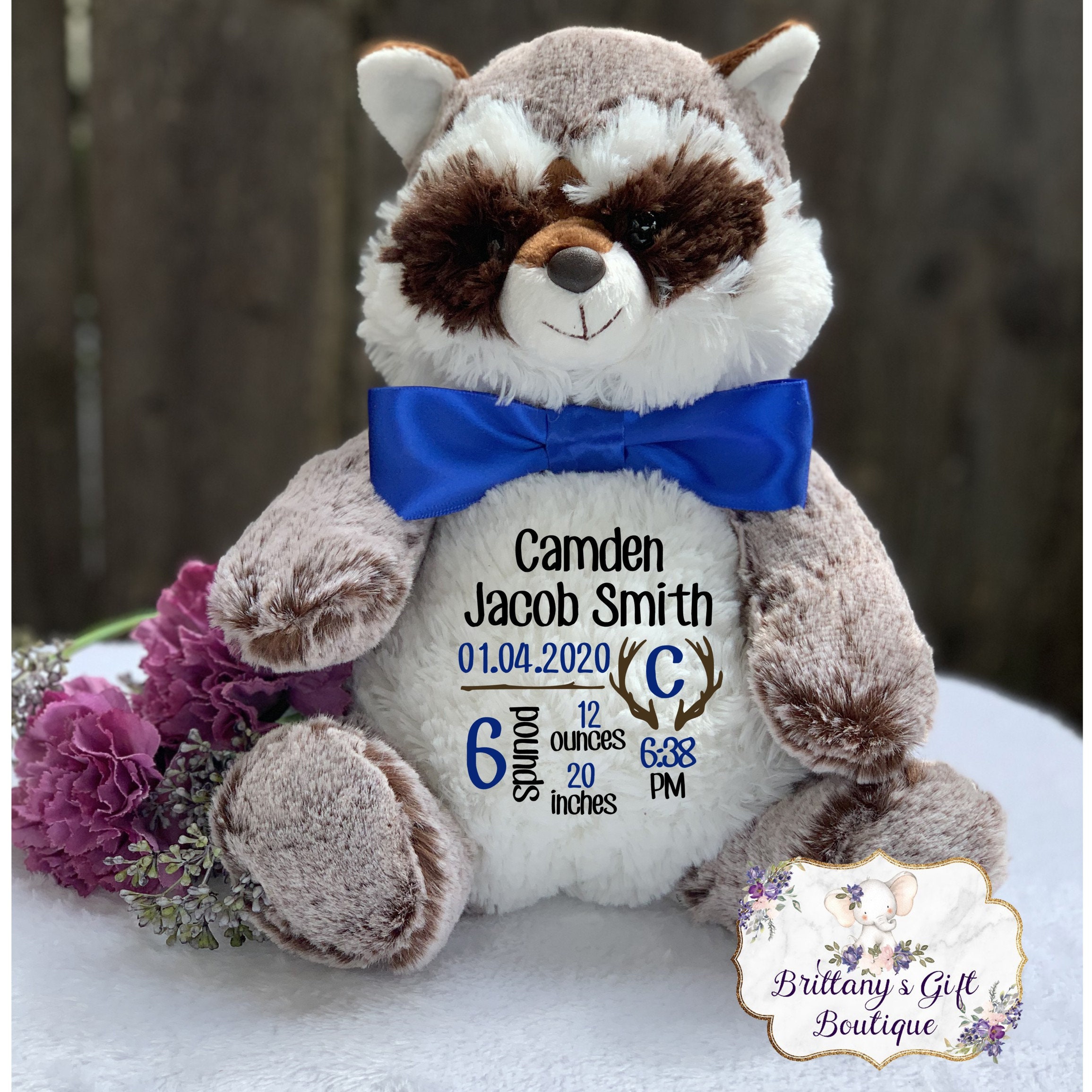 Birth Announcement Stuffed Animal Boy Nursery Decor Baby Boy Etsy