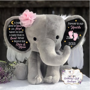 Memorial Elephant, Baby Angel, Infant Loss, Miscarriage gift, Stuffed Animal Memorial