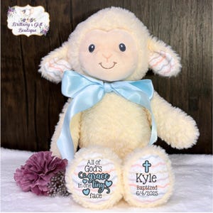 Personalized Lamb Baptism Gift: Stuffed Animal Keepsake