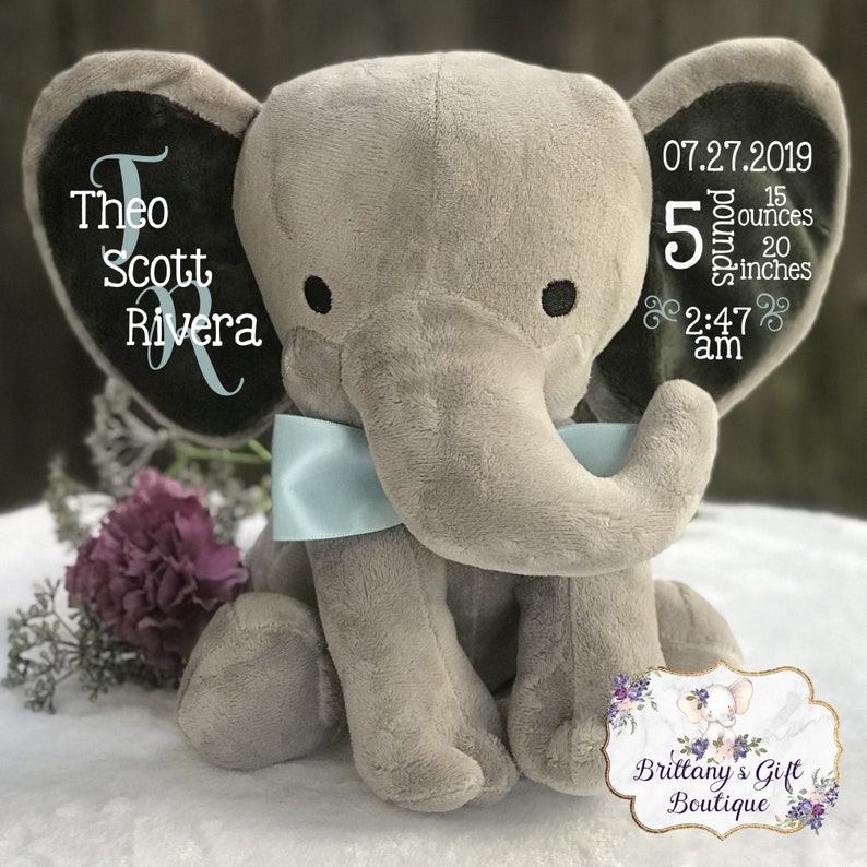 Baby Girl Gift, Newborn Keepsake, Birth Announcement, Personalized Stuffed Animal, Baby Boy Gift, Birth Gift, New Parents Gift, Baby Shower image 7