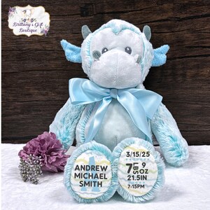 Personalized Dragon Birth Announcement Plush: Newborn Gift