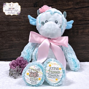 Baby shower Gift, custom stuffed animal, personalized dragon, dragon plush, newborn present, new baby gift, fantasy nursery, dream big