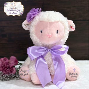 Personalized Lamb Stuffed Animal: Baptism Gift, Baby Keepsake