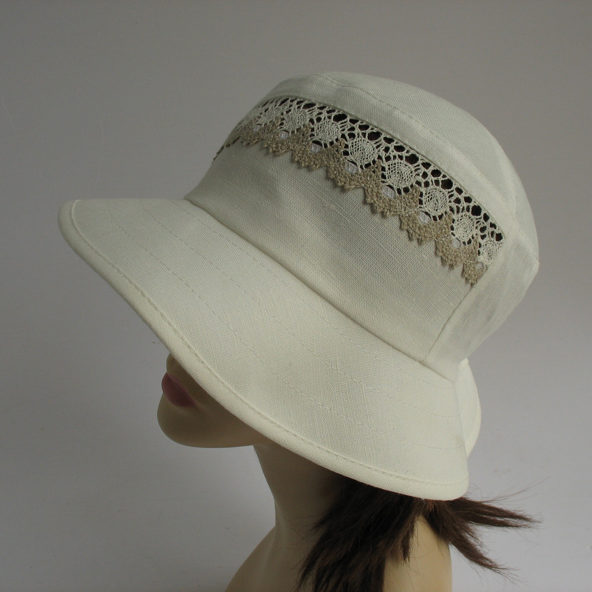 Womens linen hats Suns hats womens Sun lace cotton hat Linen Etsy