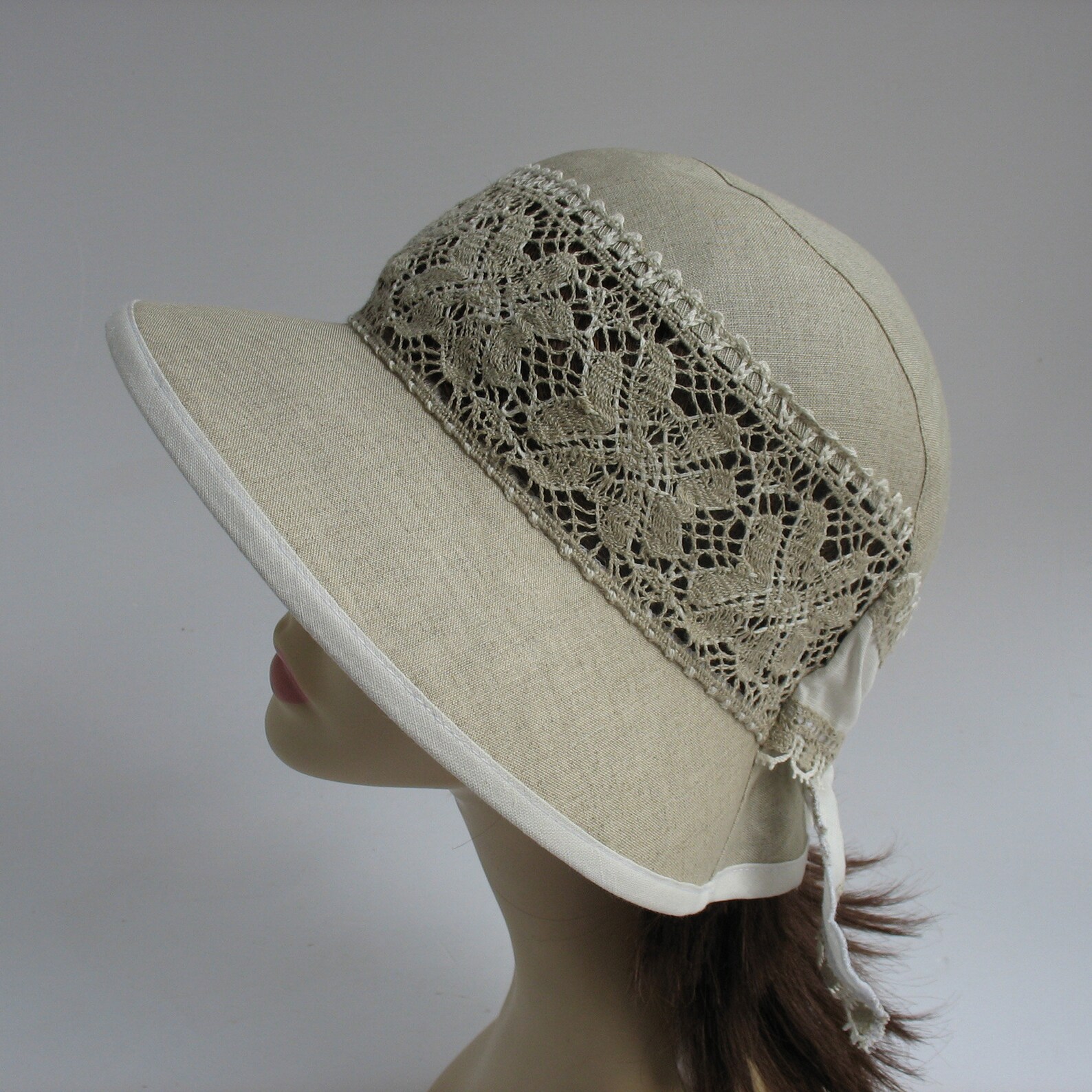 Summer Linen Hats Suns Hats Women Sun Lace Linen Hat Beach Etsy