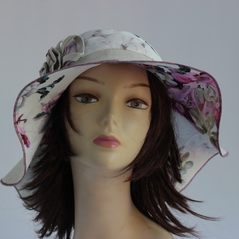 Summer Suns Hats Linen Sun Hat Lady Cloche Summer Hats Brimmed Hats Women Travel Womens Hats Handmade Summer Hat Kentucky Derby Hat linenHat