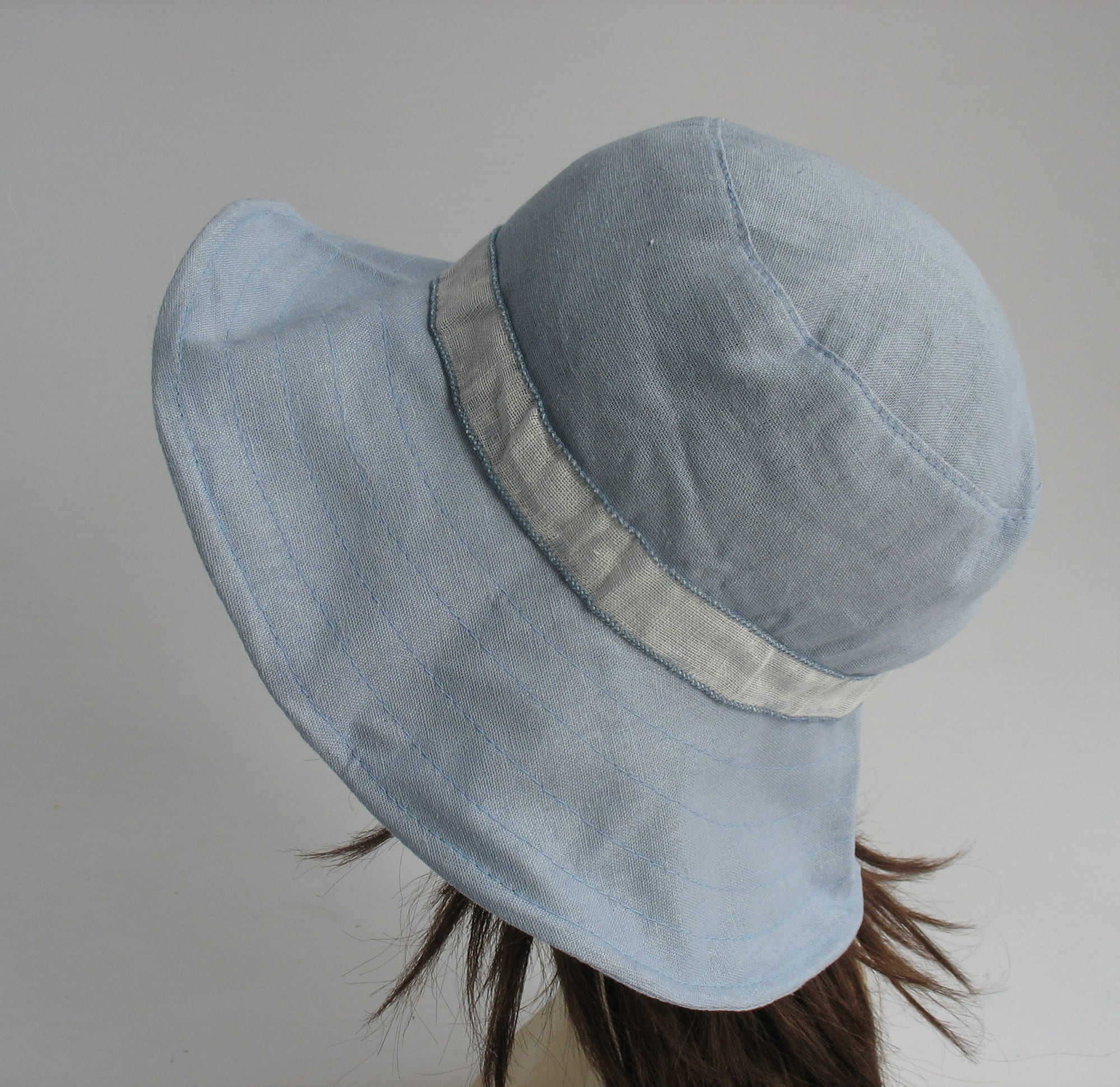 Blue sun hat Wide brimmed summer hat Linen sunhat Beach wear Etsy