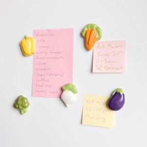Imanes de cerámica, arcilla hecha a mano, verduras, para refrigerador, temática de huerto, regalo de chef jardinero, decoración de chef de cocina