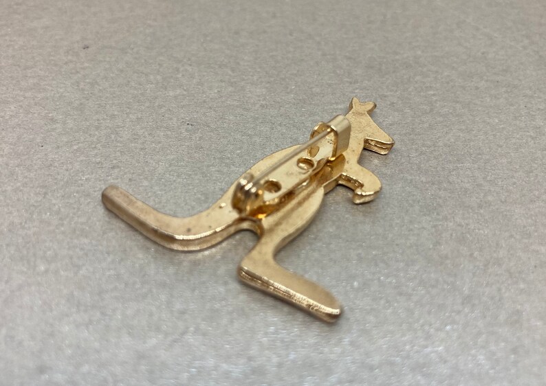 Vintage Australian Kangaroo Pin Brooch Gold Metal and Black | Etsy