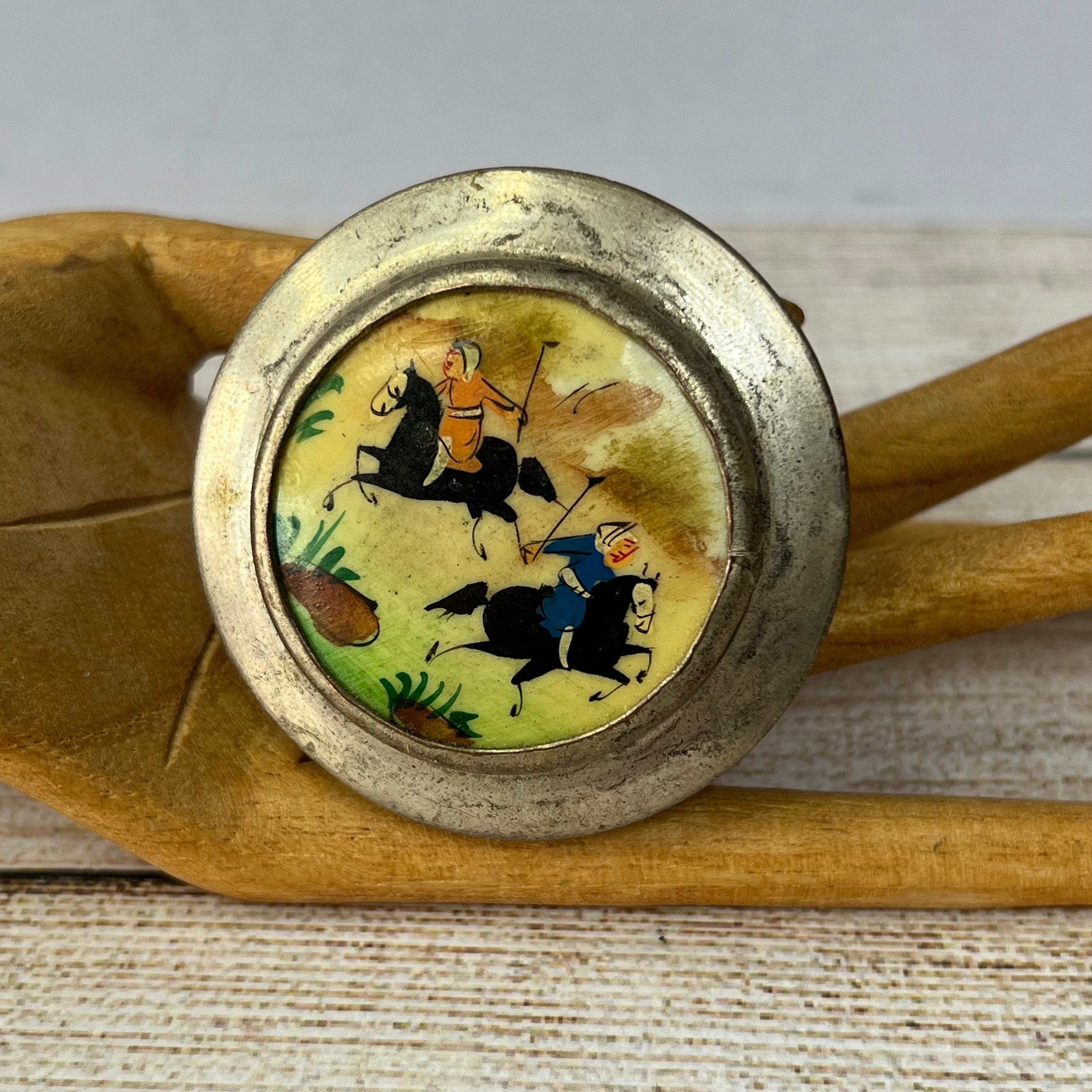 Vintage Asian, Middle Eastern Hand Painted Snuff, Pill Box