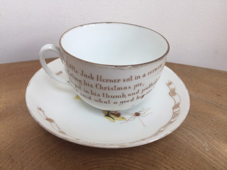 Antique Victorian Nursery Rhyme Porcelain Tea Cup and Saucer Etsy UK