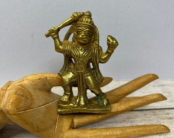 Vintage Indian Hanuman Hindu Religious Diety Figurine, Cast Brass, Detailed