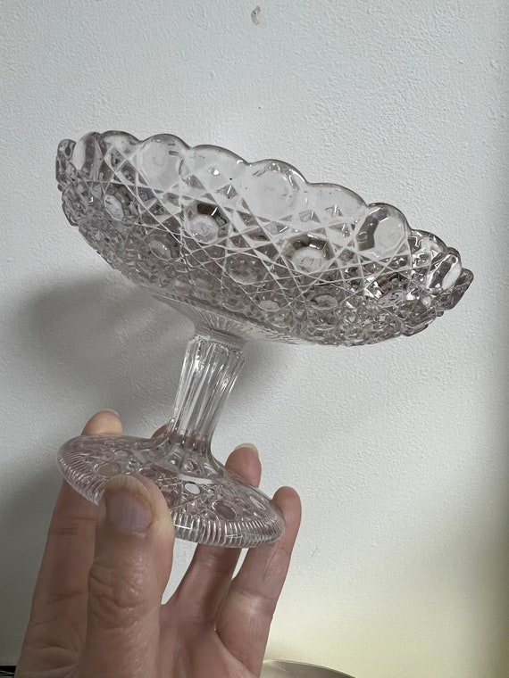 Vintage, Antique Davidson Hobnail Glass Small Tazza, Comport