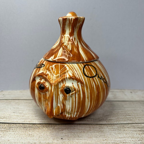 Pot de cornichons en poterie Vibtage Art, pot d'oignons marinés, peint à la main, avec visage !