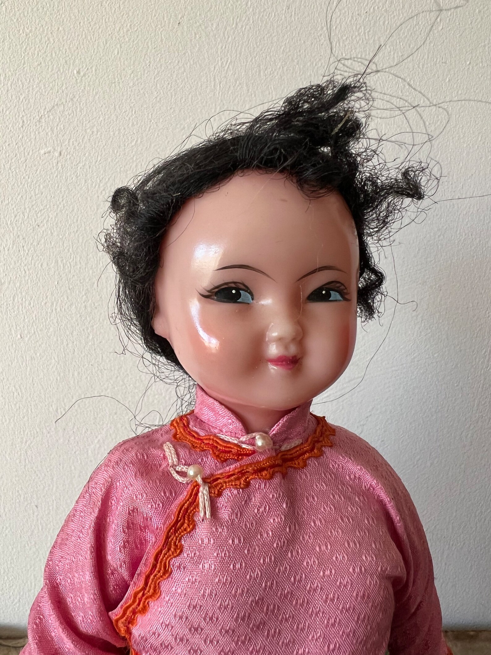 Vintage Chinese Girl Doll Pretty Face Pink Outfit Jointed Etsy
