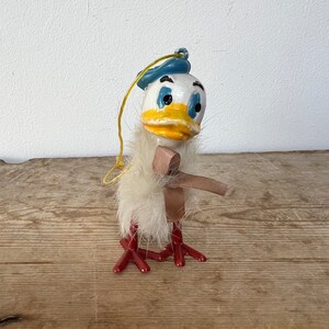 Quirky Vintage Donald Duck Plastic & Fur Hanging Ornament, Figurine image 4