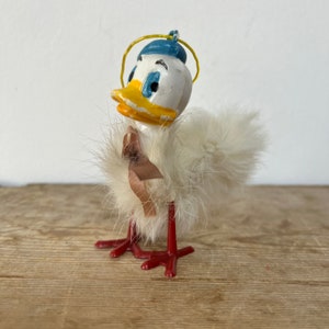 Quirky Vintage Donald Duck Plastic & Fur Hanging Ornament, Figurine image 1