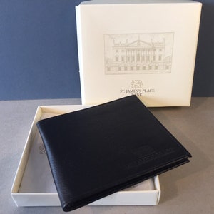 St James's Place Bank, Londres, Cartera de cuero negro, Caja de tarjeta, Billfold, Piel de Martello, con caja original y embalaje
