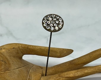 Spilla per cappello edoardiana antica, &#39;bottone&#39; di cristallo di strass Diamante