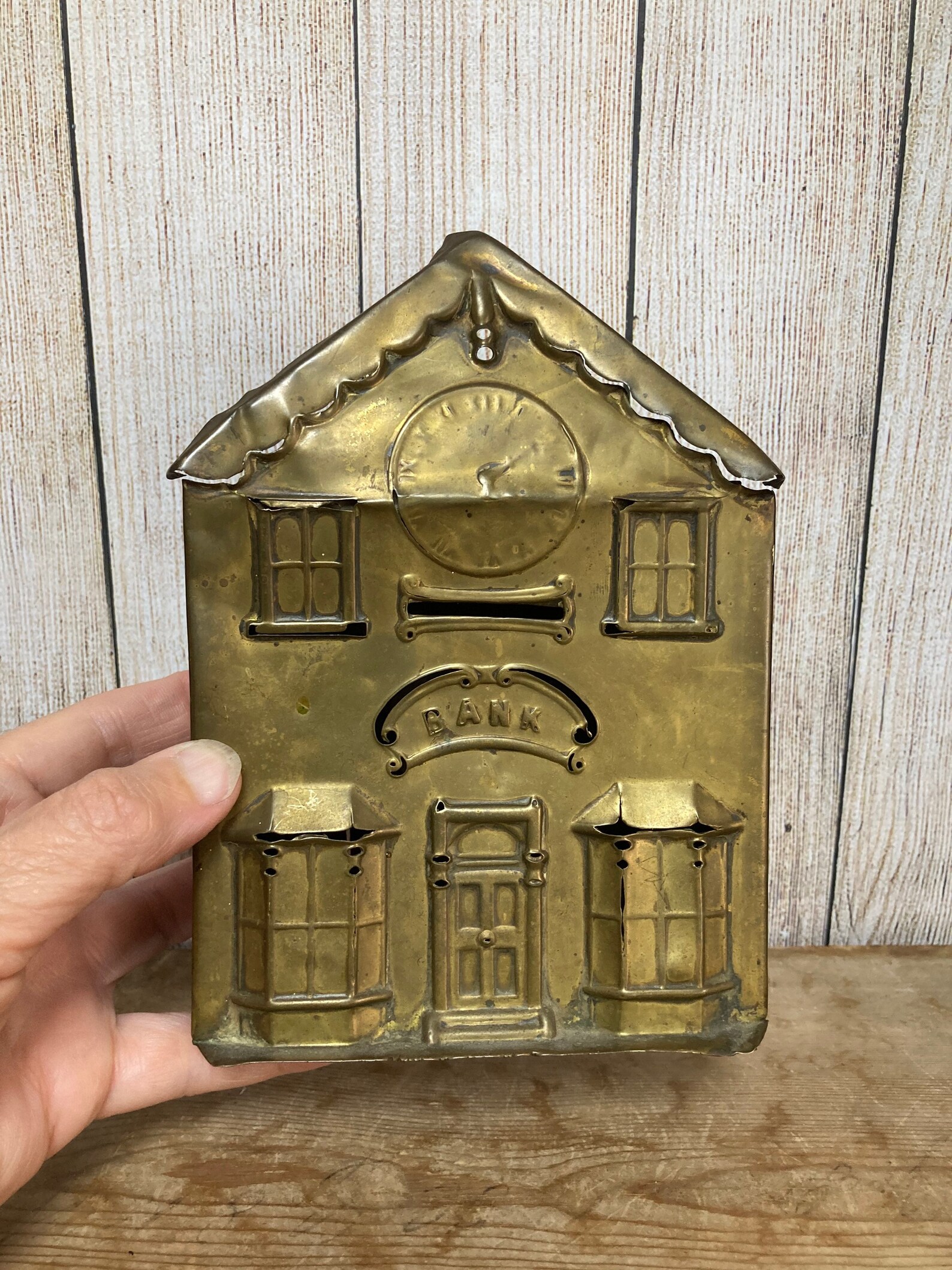 Antique Stamped Brass Metal bank Money Box Victorian Etsy