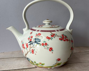 Vintage Porzellan japanischer Wasserkocher Teekanne, Compton & Woodhouse, Vögel und Blüten, 2pt Kapazität, 1989