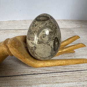 Vintage Fossil Marble, Stone Egg, Polished, Smooth and Tactile, Hand Cooler or Bowl Filler