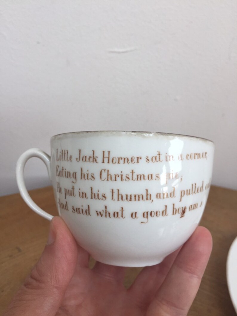 Antique Victorian Nursery Rhyme Porcelain Tea Cup and Saucer Etsy UK