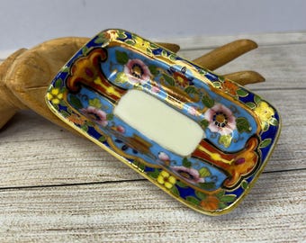 Vintage Noritake, Japan Pin Tray, Trinket Dish, Pink Flowers, Gilded Details