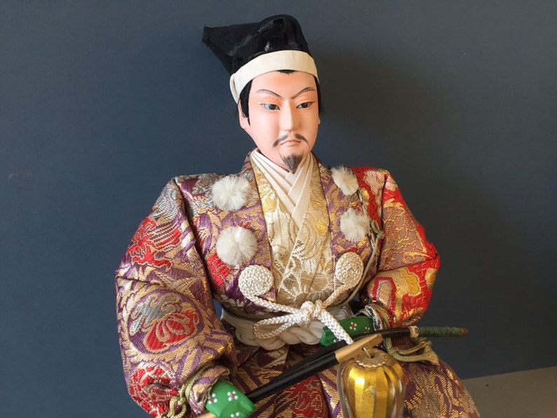 Vintage Japanese Samurai Warrior Doll Figurine Sitting on a Etsy