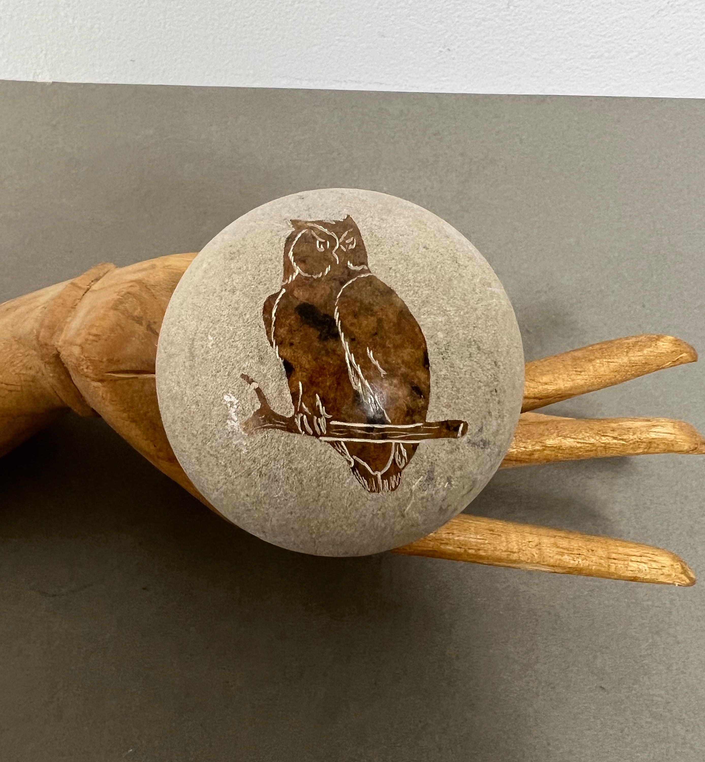 Vintage Siku Canada Owl Trinket Box , Carved and Etched Soapstone